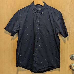 Men's George Classic Fit Navy Button Down Shirt, Size S, Short Sleeves